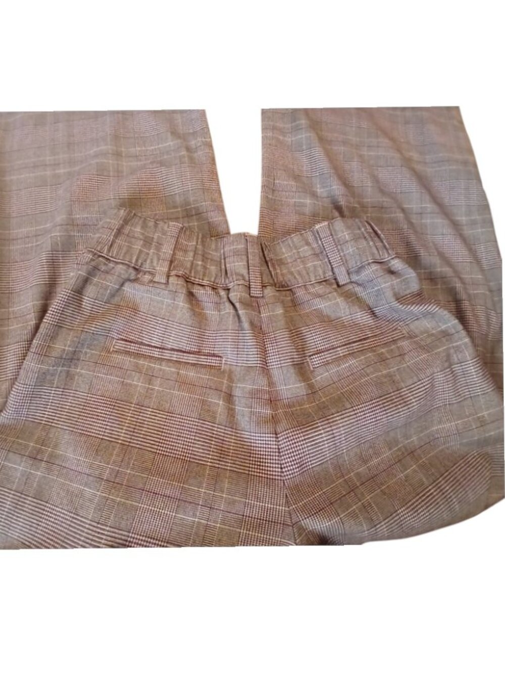 Banana Republic Brown/Tan Plaid Wide Leg Dress Trousers - Like New - Picture 7 of 11